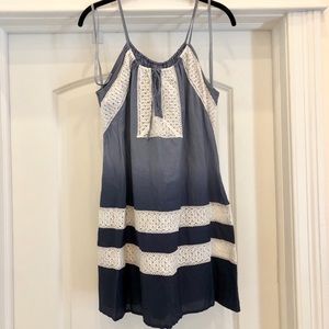 BCBG Blue Ombre and White Embroidery Dress XS